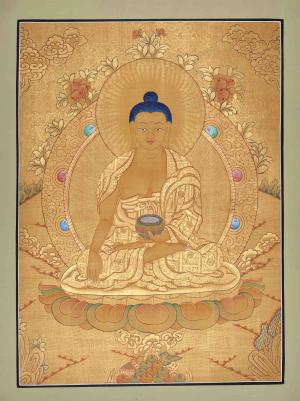 Original Full Gold Style Shakyamuni Buddha Thangka | 24K Gold Thangka Painting | Zen Buddhism